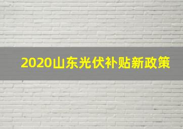 2020山东光伏补贴新政策