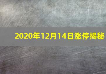 2020年12月14日涨停揭秘