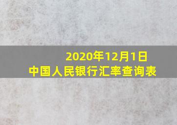 2020年12月1日中国人民银行汇率查询表