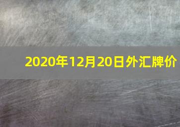 2020年12月20日外汇牌价