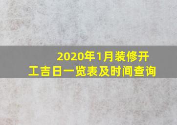 2020年1月装修开工吉日一览表及时间查询