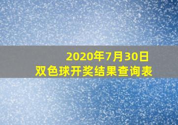 2020年7月30日双色球开奖结果查询表