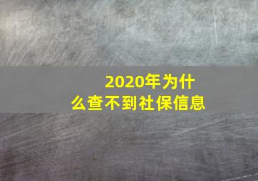 2020年为什么查不到社保信息