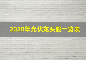 2020年光伏龙头股一览表