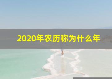 2020年农历称为什么年