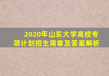 2020年山东大学高校专项计划招生简章及答案解析