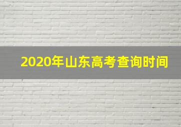 2020年山东高考查询时间