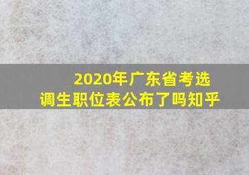 2020年广东省考选调生职位表公布了吗知乎