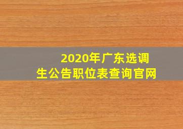 2020年广东选调生公告职位表查询官网