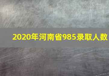 2020年河南省985录取人数