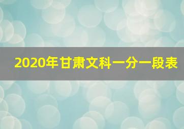 2020年甘肃文科一分一段表