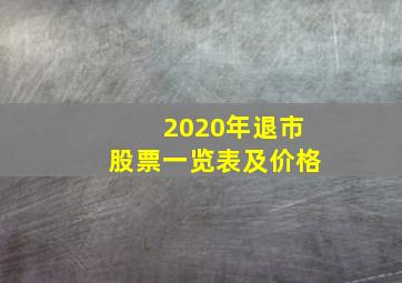 2020年退市股票一览表及价格