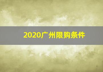 2020广州限购条件