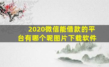 2020微信能借款的平台有哪个呢图片下载软件