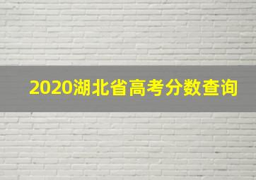 2020湖北省高考分数查询