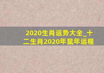 2020生肖运势大全_十二生肖2020年鼠年运程