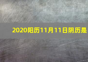 2020阳历11月11日阴历是