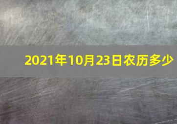 2021年10月23日农历多少