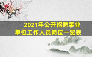 2021年公开招聘事业单位工作人员岗位一览表