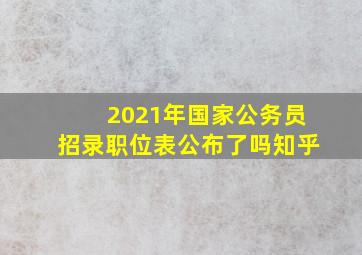 2021年国家公务员招录职位表公布了吗知乎