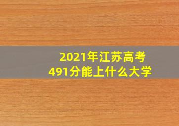 2021年江苏高考491分能上什么大学