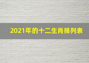 2021年的十二生肖排列表