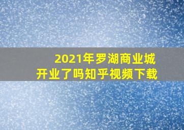 2021年罗湖商业城开业了吗知乎视频下载