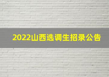 2022山西选调生招录公告