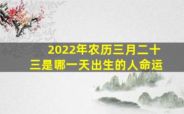 2022年农历三月二十三是哪一天出生的人命运