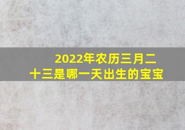 2022年农历三月二十三是哪一天出生的宝宝