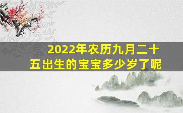 2022年农历九月二十五出生的宝宝多少岁了呢