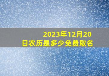 2023年12月20日农历是多少免费取名