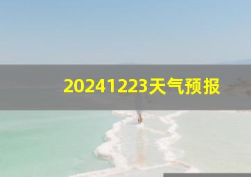 20241223天气预报