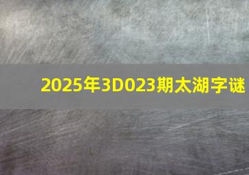 2025年3D023期太湖字谜