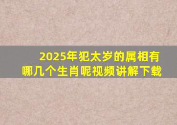 2025年犯太岁的属相有哪几个生肖呢视频讲解下载