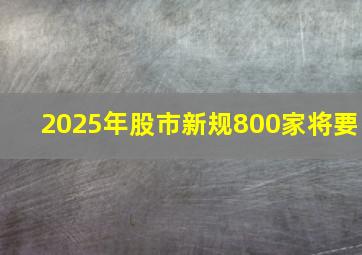 2025年股市新规800家将要