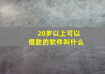 20岁以上可以借款的软件叫什么