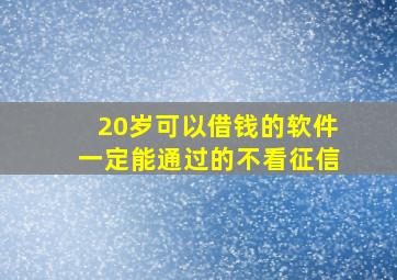 20岁可以借钱的软件一定能通过的不看征信