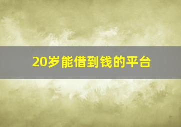 20岁能借到钱的平台