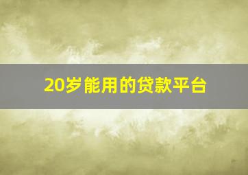 20岁能用的贷款平台