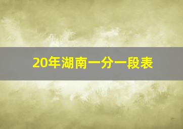 20年湖南一分一段表