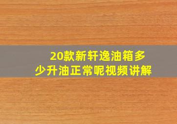 20款新轩逸油箱多少升油正常呢视频讲解