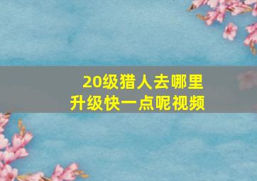 20级猎人去哪里升级快一点呢视频