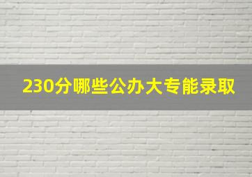 230分哪些公办大专能录取