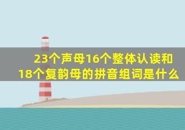 23个声母16个整体认读和18个复韵母的拼音组词是什么