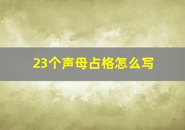 23个声母占格怎么写