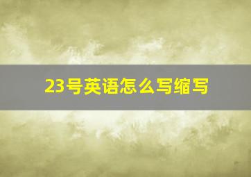 23号英语怎么写缩写