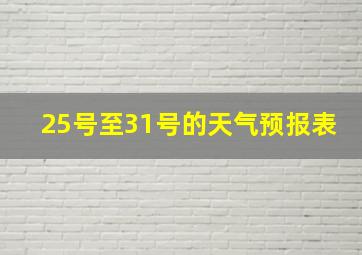 25号至31号的天气预报表