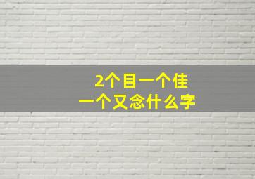 2个目一个佳一个又念什么字