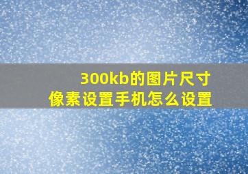 300kb的图片尺寸像素设置手机怎么设置